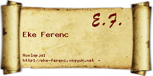 Eke Ferenc névjegykártya
